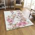 Cute white bunnies with pink flowers area rugs carpet