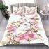 Cute white bunnies with pink flowers bedding set