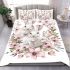 Cute white bunnies with pink flowers bedding set