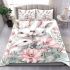 Cute white bunnies with pink flowers bedding set