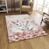 Cute white bunnies with pink flowers area rugs carpet