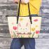 Cute white bunny surrounded by colorful tulips leather Chic Stylish Tote Bag & Women Totes: Perfect Gift for Girlfriend | Crossbody, Purse, Handbag