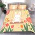 Cute white bunny surrounded by colorful tulips bedding set