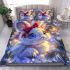 Cute white bunny with big blue eyes bedding set