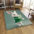 Cute white rabbit holding daisies area rugs carpet