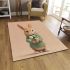 Cute white rabbit holding daisies area rugs carpet