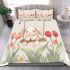 Cute white rabbit sitting on the swing bedding set