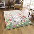 Cute white rabbit sitting on the swing area rugs carpet