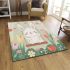 Cute white rabbit sitting on the swing area rugs carpet