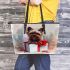 Cute yorkshire terrier inside a large gift box leather tote bag