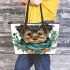 Cute yorkshire terrier puppy leather tote bag