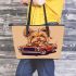 Cute yorkshire terrier puppy driving leather tote bag