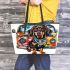 Dachshund with sunglasses leather tote bag