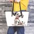 Dalmatian puppy cartoon character leather tote bag