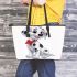 Dalmatian puppy cartoon character leather tote bag