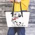 Dalmatian puppy cartoon character leather tote bag