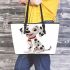 Dalmatian puppy cartoon character leather tote bag