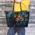 Darkness tiger and dream catcher leather tote bag