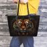 Darkness tiger and dream catcher leather tote bag
