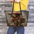 Dashhund mushroom and draem catcher leather tote bag