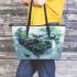 Deer and forest in the style of naturalistic bird portraits leather totee bag