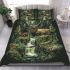 Deer and forest in the style of naturalistic bird portraits bedding set