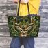 Deer from the front view with antlers leather totee bag