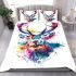 Deer head with antlers brush strokes bedding set