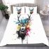 Deer head with antlers brush strokes bedding set