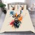 Deer head with antlers brush strokes bedding set