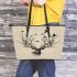 Deer head with birds leather totee bag