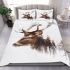 Deer head with forest and animals bedding set