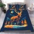 Deer in the style of a cartoon with a winter forest bedding set