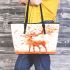 Deer with antlers made of autumn leaves stands leather totee bag