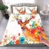 Deer with colorful flower horns bedding set