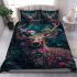 Deer with colorful flowers on its antlers bedding set
