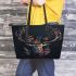 Deer with colorful flowers on its antlers leather totee bag