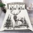 Deer with large antlers in the forest bedding set