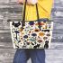 Flowers dogs cats mushrooms Leather Tote Bag, Totes, Crossbody, Purse: Bag Gift Idea for Girlfriend, Sitter, Birthday, Women ,Daughter, Mama, Ladies