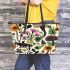 Flowers dogs cats mushrooms Leather Tote Bag, Totes, Crossbody, Purse: Bag Gift Idea for Girlfriend, Sitter, Birthday, Women ,Daughter, Mama, Ladies