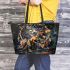 Dinosaurs with dream catcher leather tote bag