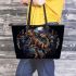 Dinosaurus with dream catcher leather tote bag