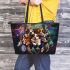 Dogs and cats smile with dream catcher leather tote bag