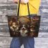 Dogs and cats smile with dream catcher leather tote bag
