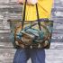 Dolpin smile with dream catcher leather tote bag