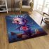 Dragon with heart balloon at night area rugs carpet