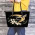 Dragonflies on the moon leather tote bag