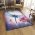 Dragonfly and watercolor rain illustration area rugs carpet