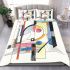 Drawing of an abstract composition with geometric shapes bedding set