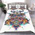Drawing of an abstract symmetrical design bedding set